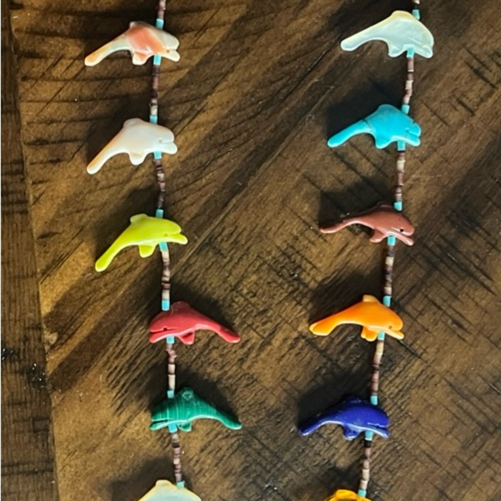 Colorful Dolphin Beaded Necklace